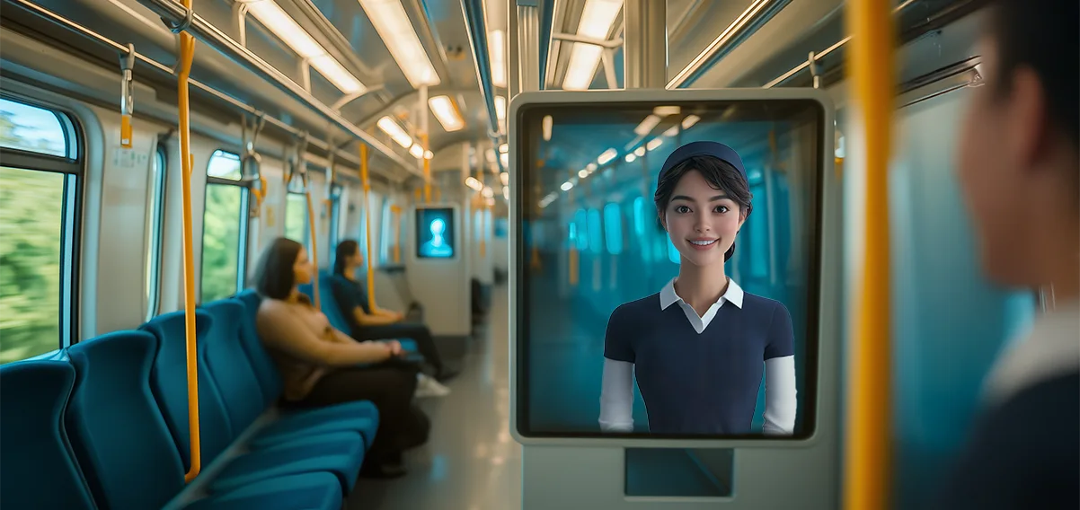 An AI-powered metro kiosk is having a conversation with the passenger.