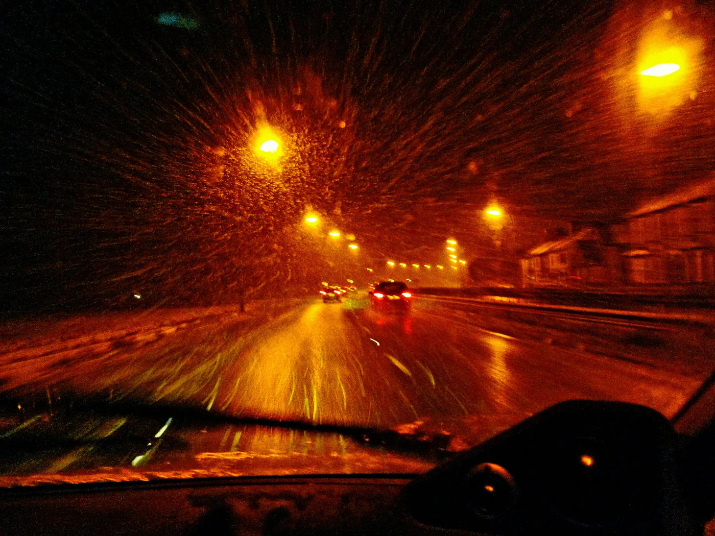 Vehicle traveling through difficult nighttime conditions for ADAS validation