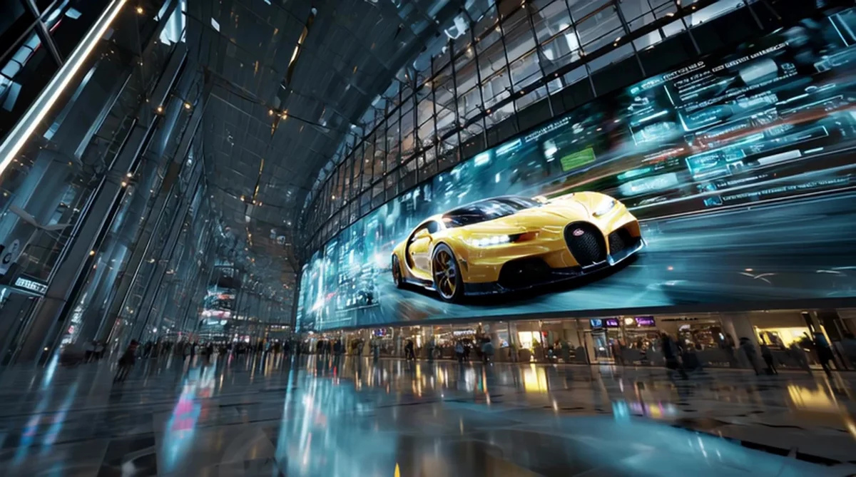 Automotive campaign with a vehicle on an immersive digital display
